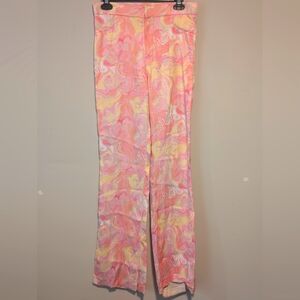 Zara Retro Womens Flare Pants With Flowers & Split Bottom Size Medium New No Tag